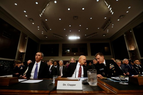 U.S. Defence Under secretary for Intelligence Marcel Lettre (L), Director of National Intelligence James Clapper and National Security Agency Director U.S. Navy Admiral Michael Rogers testify before a Senate Armed Services Committee hearing on foreign cyber threats, on Capitol Hill in Washington, U.S. January 5, 2017. REUTERS/Jonathan Ernst - RTX2XNKM