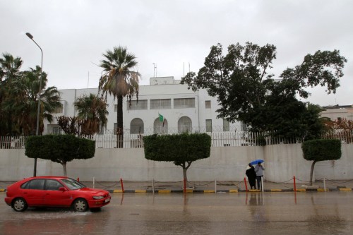 A car drives past the Italian embassy in Tripoli, Libya January 10, 2017. REUTERS/Hani Amara - RTX2YBKU