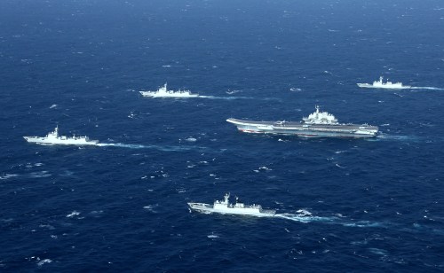 China's Liaoning aircraft carrier with accompanying fleet conducts a drill in an area of South China Sea in this undated photo taken December, 2016. REUTERS/Stringer ATTENTION EDITORS - THIS IMAGE WAS PROVIDED BY A THIRD PARTY. EDITORIAL USE ONLY. CHINA OUT. TPX IMAGES OF THE DAY - RTX2XFZ2