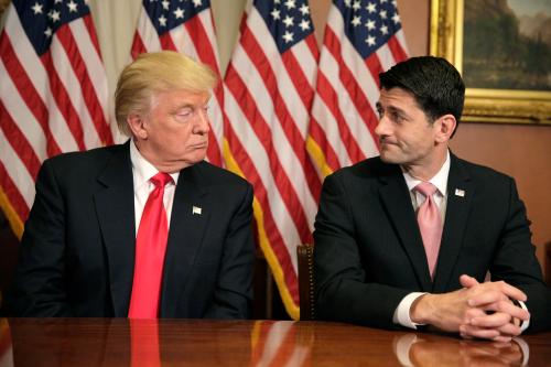 U.S. President-elect Donald Trump (L) meets with Speaker of the House Paul Ryan (R-WI) on Capitol Hill in Washington, U.S., November 10, 2016. REUTERS/Joshua Roberts