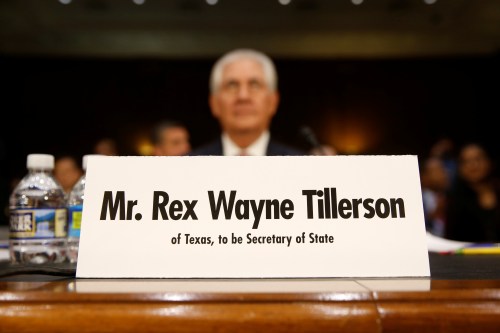 Rex Tillerson, the former chairman and chief executive officer of Exxon Mobil, testifies before a Senate Foreign Relations Committee confirmation hearing on his nomination to be U.S. secretary of state in Washington, U.S. January 11, 2017. REUTERS/Jonathan Ernst - RTX2YJ3F