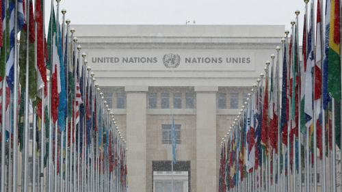 The European headquarters of the United Nations are pictured during a snowfall in Geneva, Switzerland January 10, 2017. REUTERS/Denis Balibouse - RTX2Y9HK