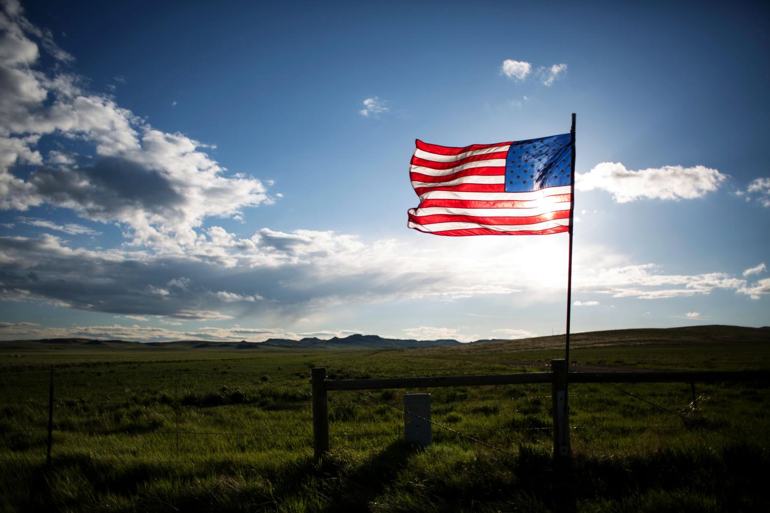 American flag seen along Wyoming Highway 59