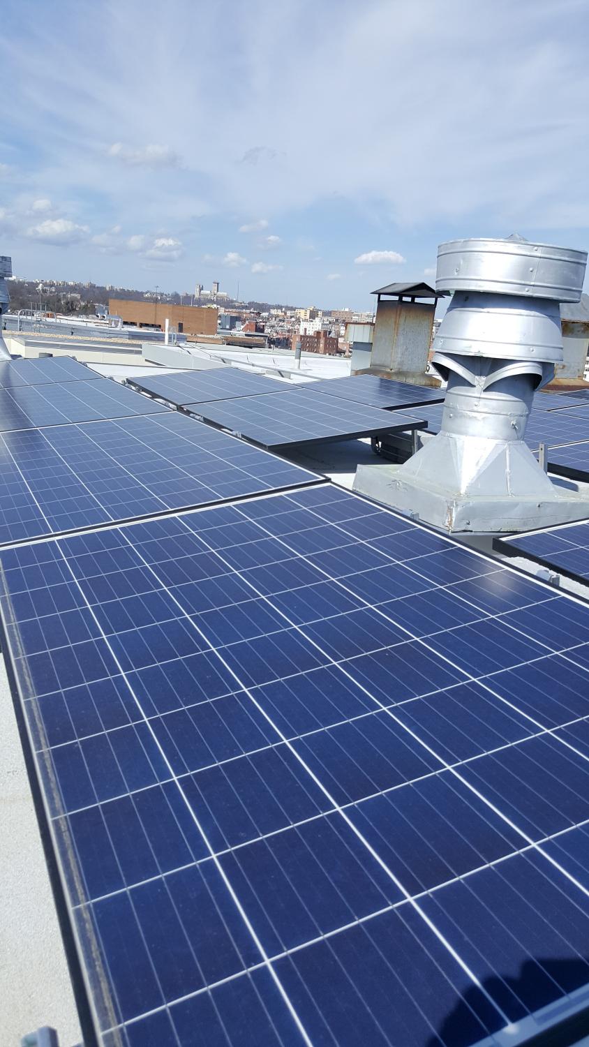 Solar panels on Brookings Institution's roof