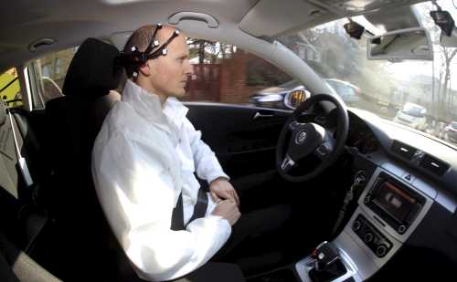 Daniel Goehring demonstrating hands-free driving in Berlin