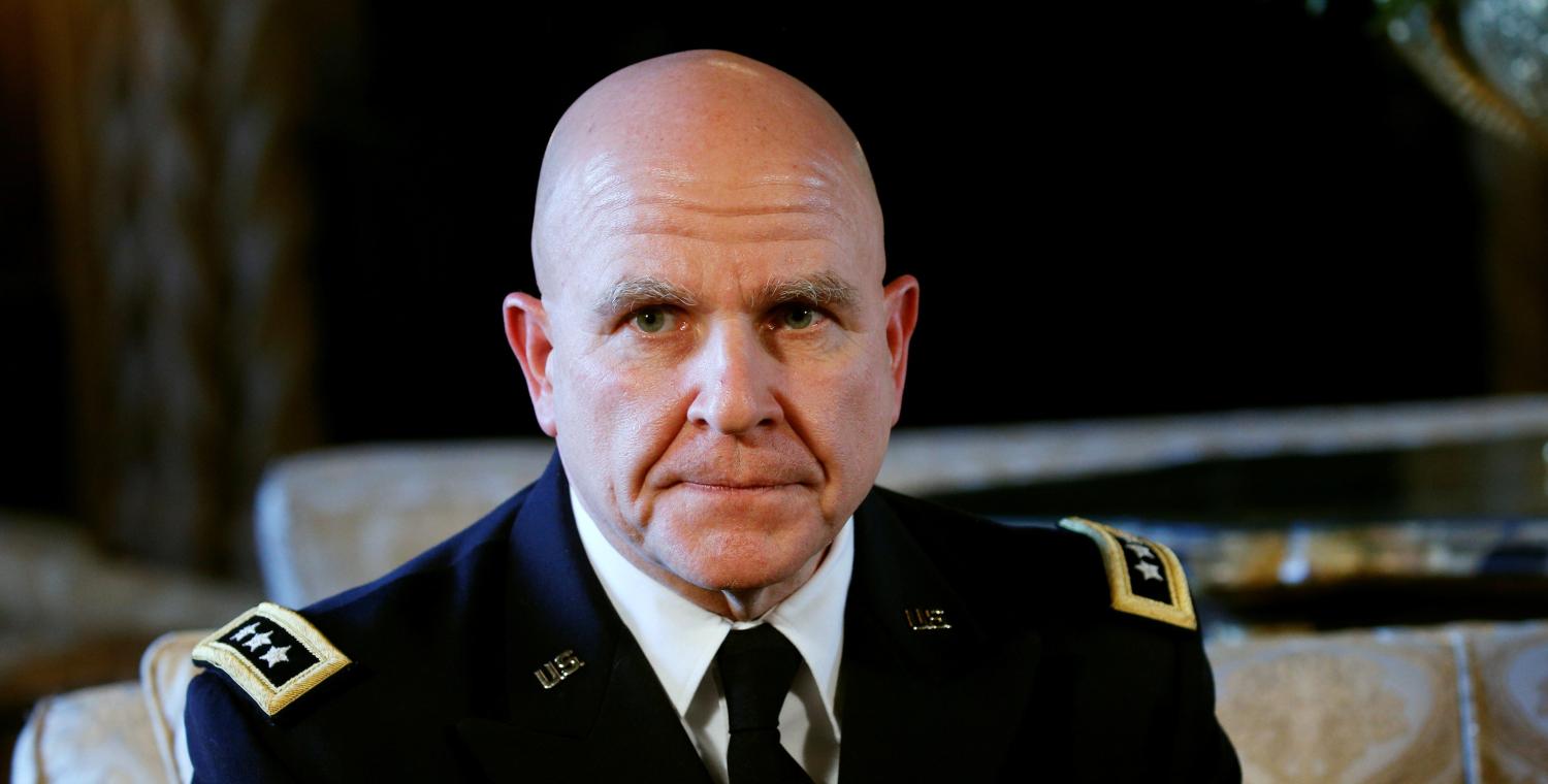 Newly named National Security Adviser Army Lt. Gen. H.R. McMaster listens as U.S. President Donald Trump makes the announcement at his Mar-a-Lago estate in Palm Beach, Florida U.S. February 20, 2017. REUTERS/Kevin Lamarque - RTSZJDS