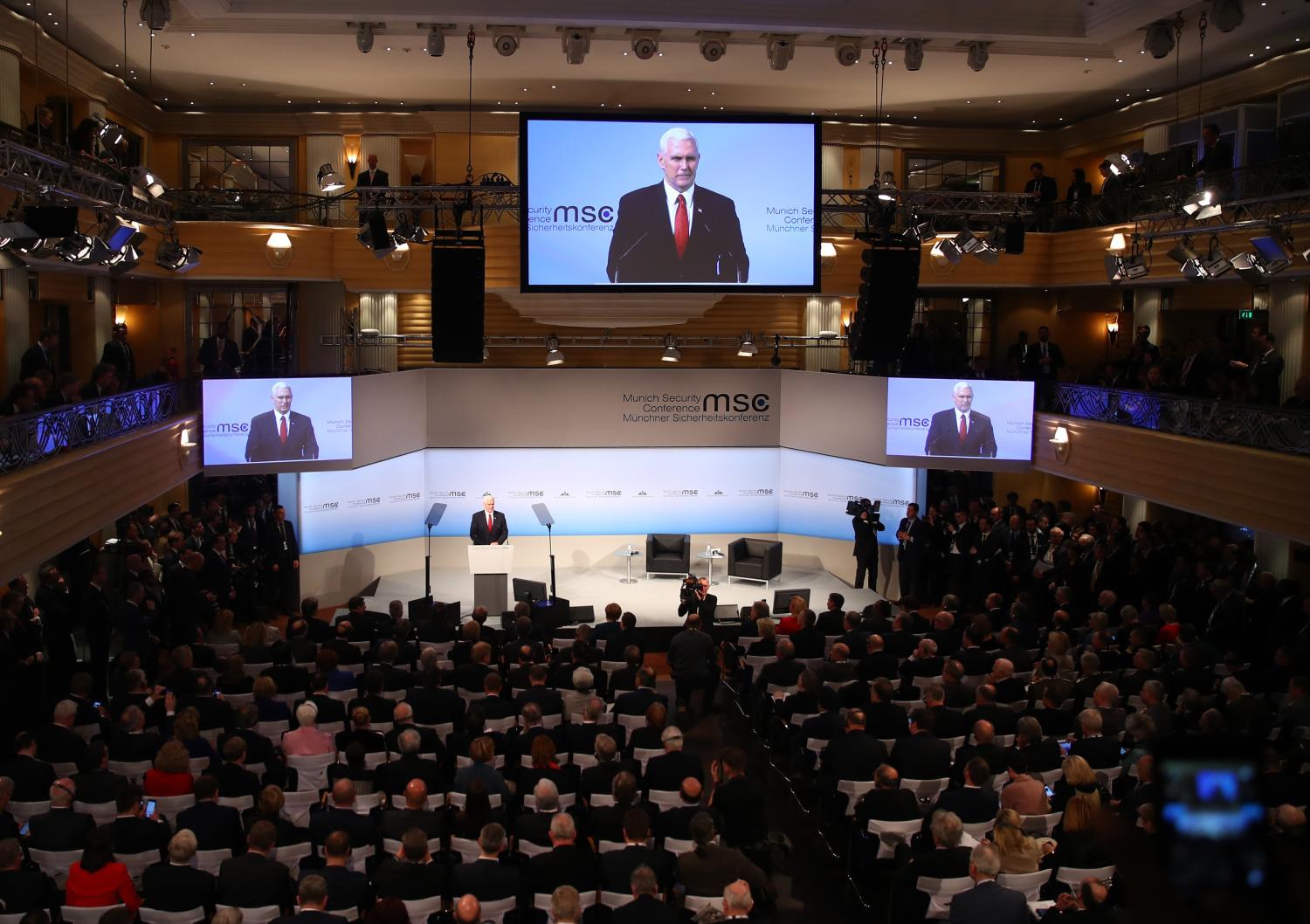 U.S. Vice President Mike Pence delivers his speech during the 53rd Munich Security Conference in Munich, Germany, February 18, 2017. REUTERS/Michael Dalder - RTSZ8IJ