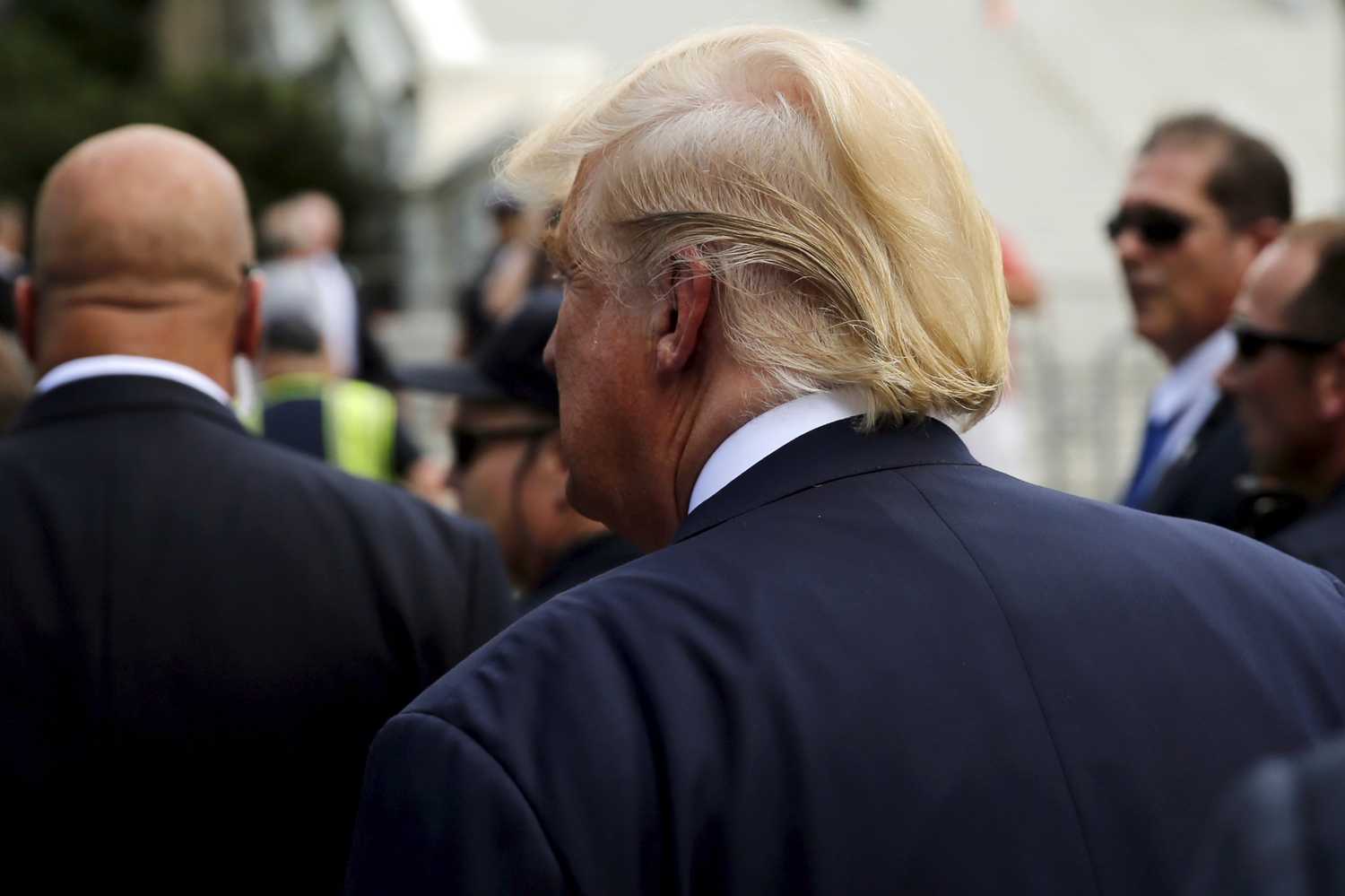 The back of President Trump's head