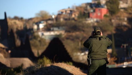 U.S. Border Patrol Agent David Ruiz patrols the U.S. border with Mexico in Nogales, Arizona, U.S., January 31, 2017. Picture taken January 31, 2017. REUTERS/Lucy Nicholson - RTSYW9V