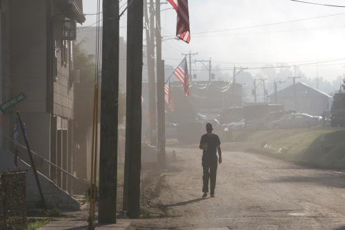 Ed Weaver, 64, walks down Maywood Avenue.