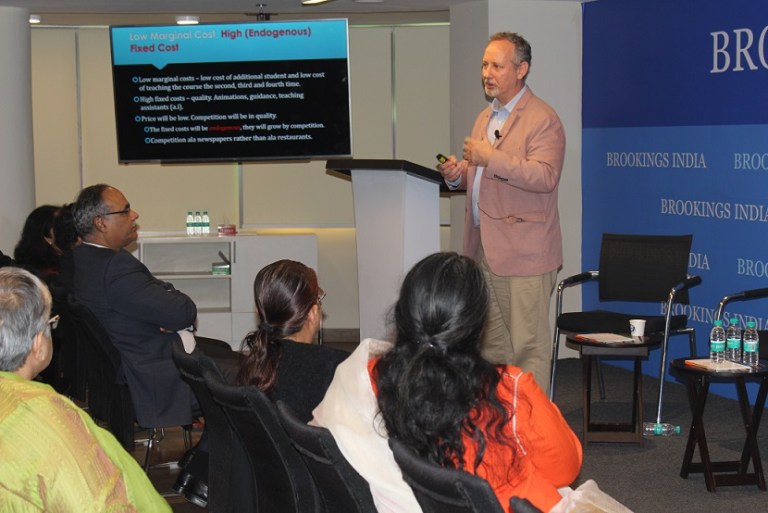 Dr. Alex T. Tabarrok (George Mason University, Virginia) gives his talk on Disruptions due to Online Education at a Brookings India Development Seminar