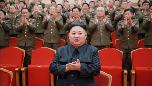 North Korean leader Kim Jong Un watches a performance given with splendor at the People's Theatre on Wednesday to mark the 70th anniversary of the founding of the State Merited Chorus in this photo released by North Korea's Korean Central News Agency (KCNA) in Pyongyang on February 23, 2017. KCNA/via REUTERS ATTENTION EDITORS - THIS PICTURE WAS PROVIDED BY A THIRD PARTY. REUTERS IS UNABLE TO INDEPENDENTLY VERIFY THE AUTHENTICITY, CONTENT, LOCATION OR DATE OF THIS IMAGE. FOR EDITORIAL USE ONLY. NOT FOR SALE FOR MARKETING OR ADVERTISING CAMPAIGNS. NO THIRD PARTY SALES. NOT FOR USE BY REUTERS THIRD PARTY DISTRIBUTORS. SOUTH KOREA OUT. NO COMMERCIAL OR EDITORIAL SALES IN SOUTH KOREA. - RTSZXCL