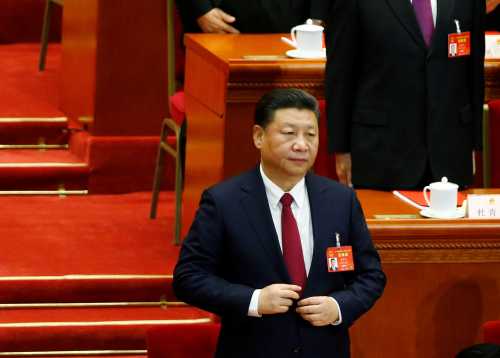 China's President Xi Jinping attends the closing session of China's National People's Congress (NPC) at the Great Hall of the People in Beijing, China, March 15, 2017. REUTERS/Thomas Peter - RTX311MQ