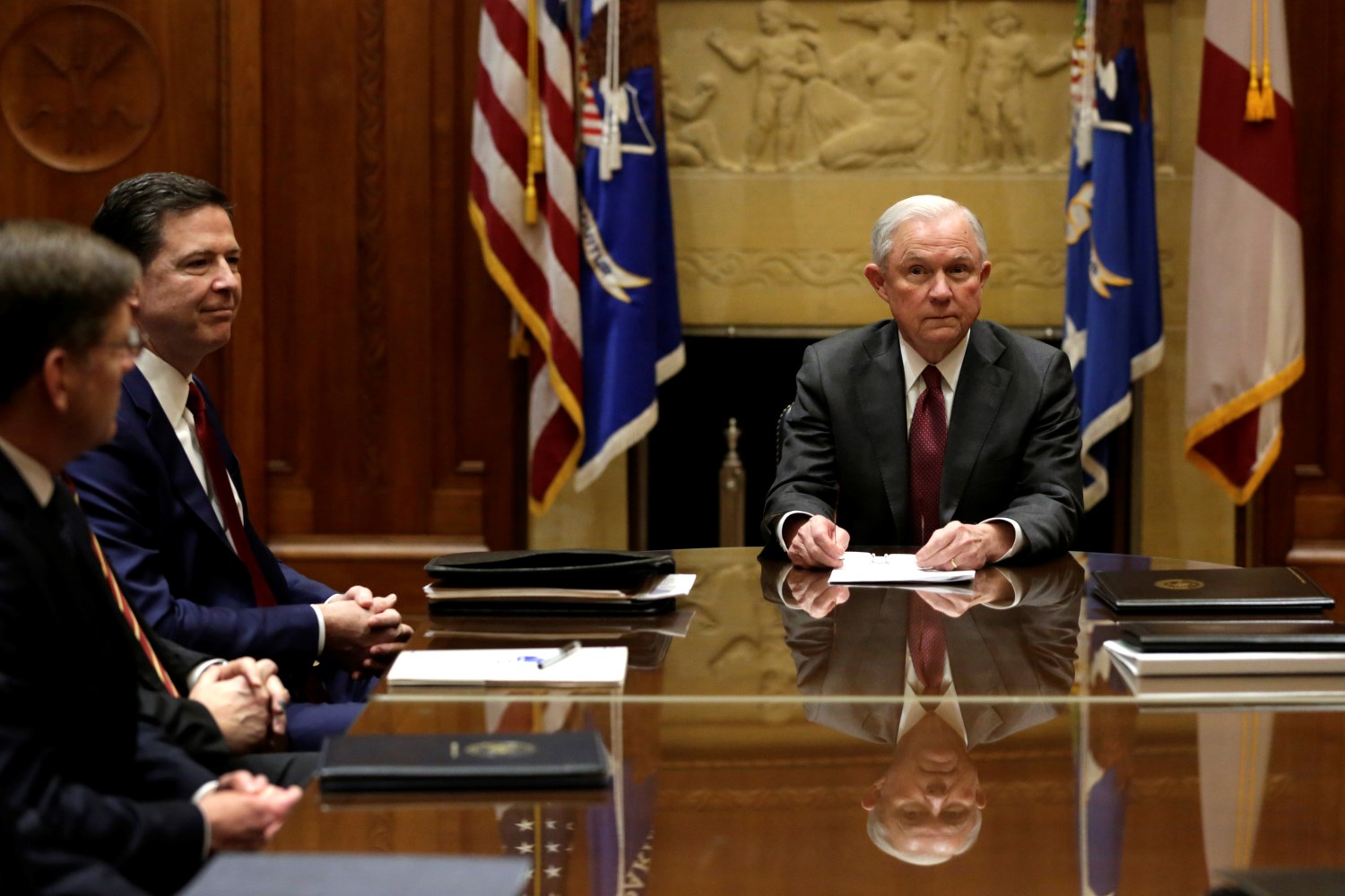 Jeff Sessions sitting a table with Comey