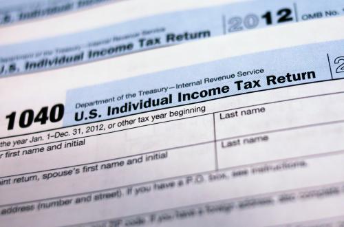 U.S. 1040 Individual Income Tax forms are seen in New York