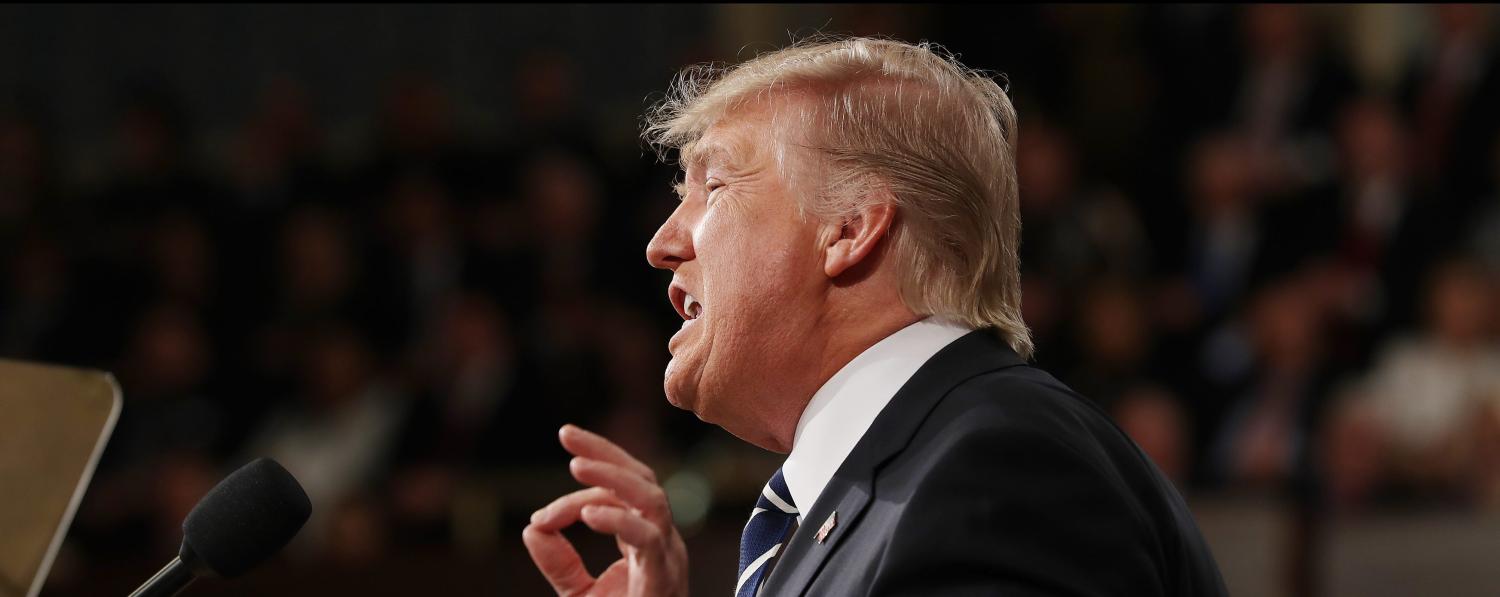 U.S. President Donald Trump delivers his first address to a joint session of Congress from the floor of the House of Representatives iin Washington, U.S., February 28, 2017. REUTERS/Jim Lo Scalzo/Pool - RTS10VUT