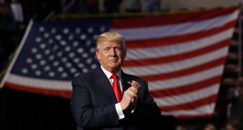 U.S. President-elect Donald Trump arrives to speak during a USA Thank You Tour event at Giant Center in Hershey, Pennsylvania, U.S., December 15, 2016. REUTERS/Lucas Jackson - RTX2V9HU