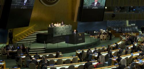 Yukiya Amano, Director General of the International Atomic Energy Agency (IAEA), speaks during the Opening Meeting of the 2015 Review Conference of the Parties to the Treaty on the Non-Proliferation of Nuclear Weapons (NPT) at United Nations headquarters in New York, April 27, 2015. REUTERS/Mike Segar - RTX1AHVI