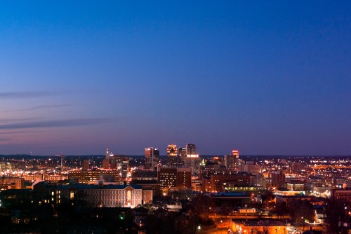 Picture courtesy of Robert Donovan, Birmingham, AL (the Magic City) at dusk, April 2010.