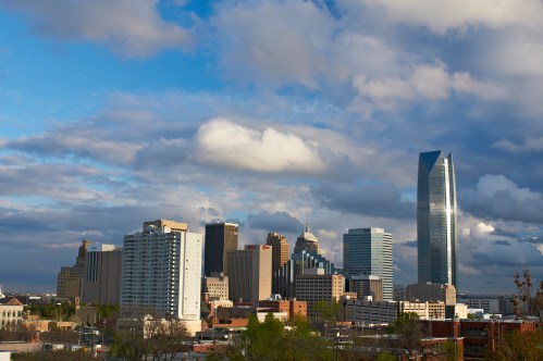 This photo of downtown Oklahoma City's skyline is current as of January 2015. It comes from the Flickr folder of photo assets for Media requests to the Greater Oklahoma City Chamber or the Oklahoma City.