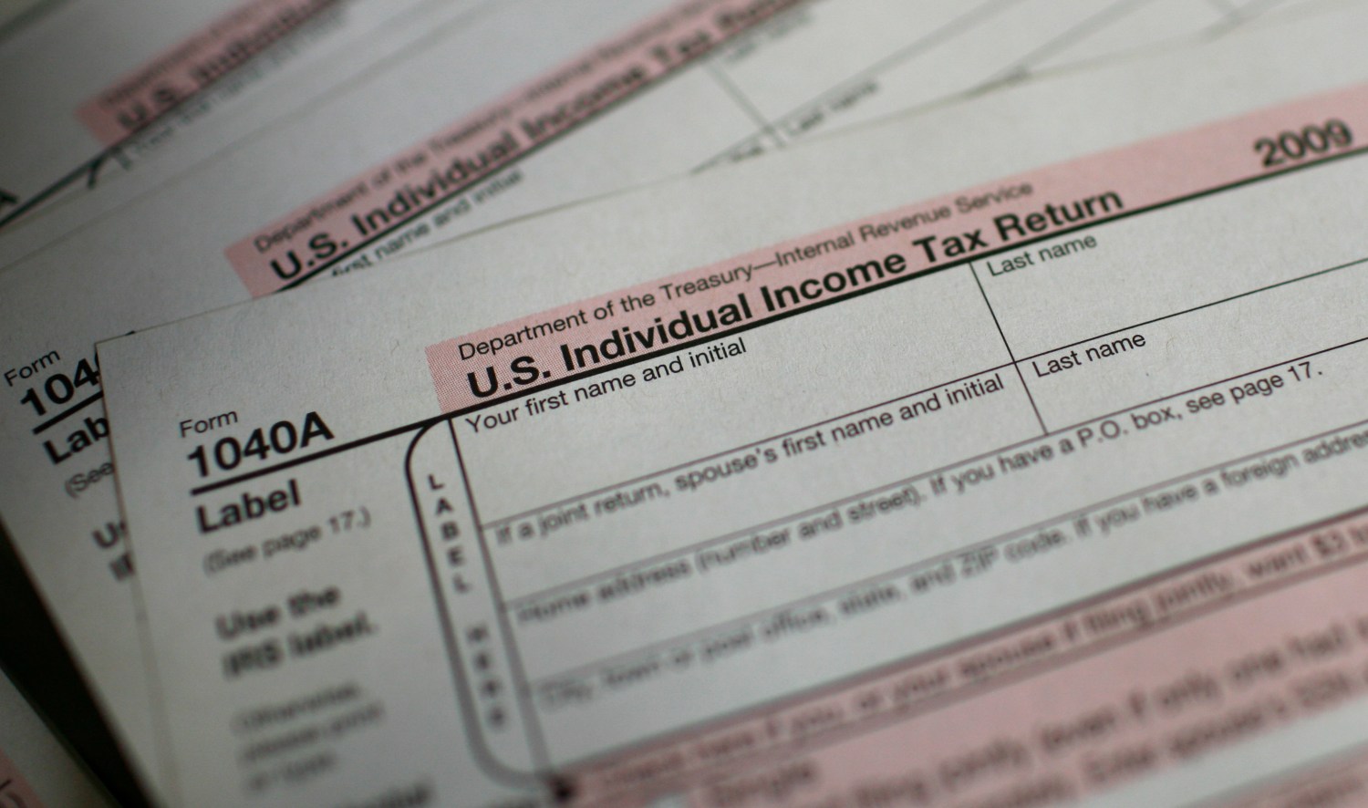 U.S. 1040A Individual Income Tax forms are seen at a U.S. Post office in New York