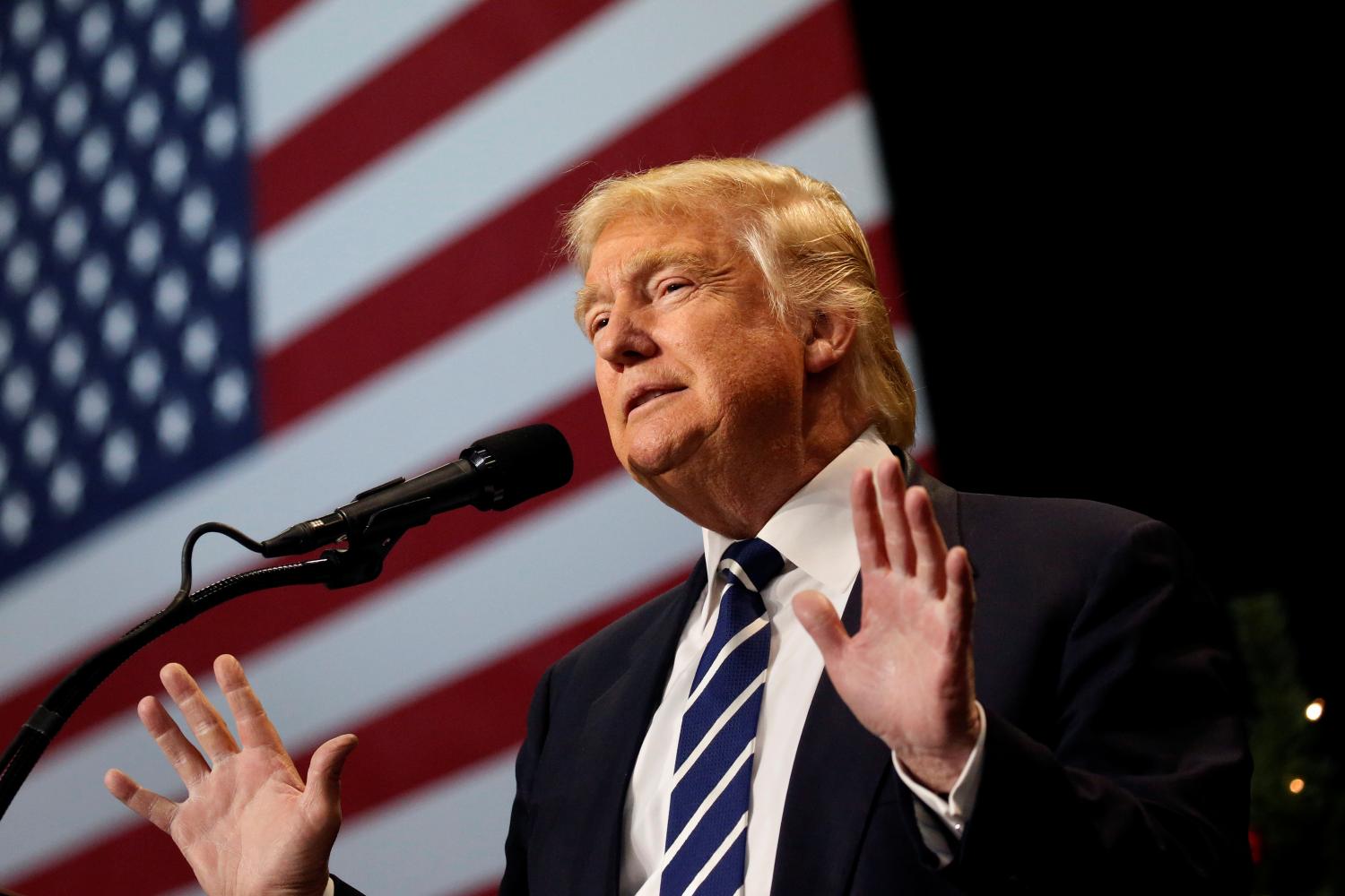 U.S. President-elect Donald Trump speaks at the USA Thank You Tour event at the Wisconsin State Fair Exposition Center in West Allis, Wisconsin