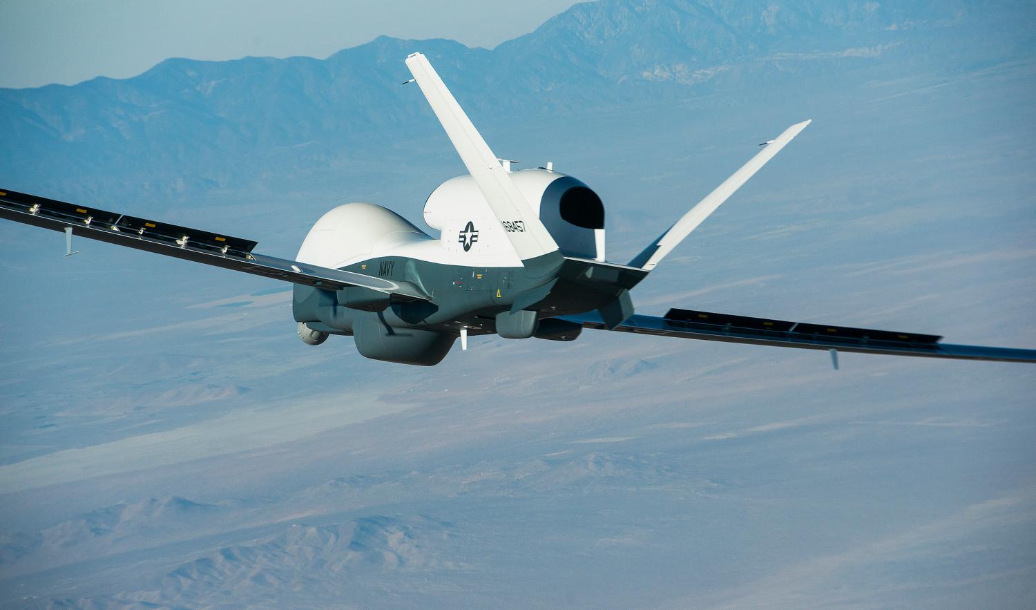 Handout of the Triton unmanned aircraft system completing its first flight from Northrop Grumman manufacturing facility in Palmdale