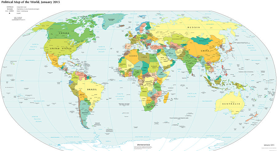 Political map of the world, 2015 (CIA)