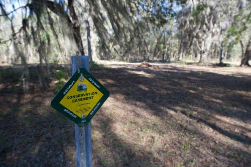 A marker indicating the conservation easement.