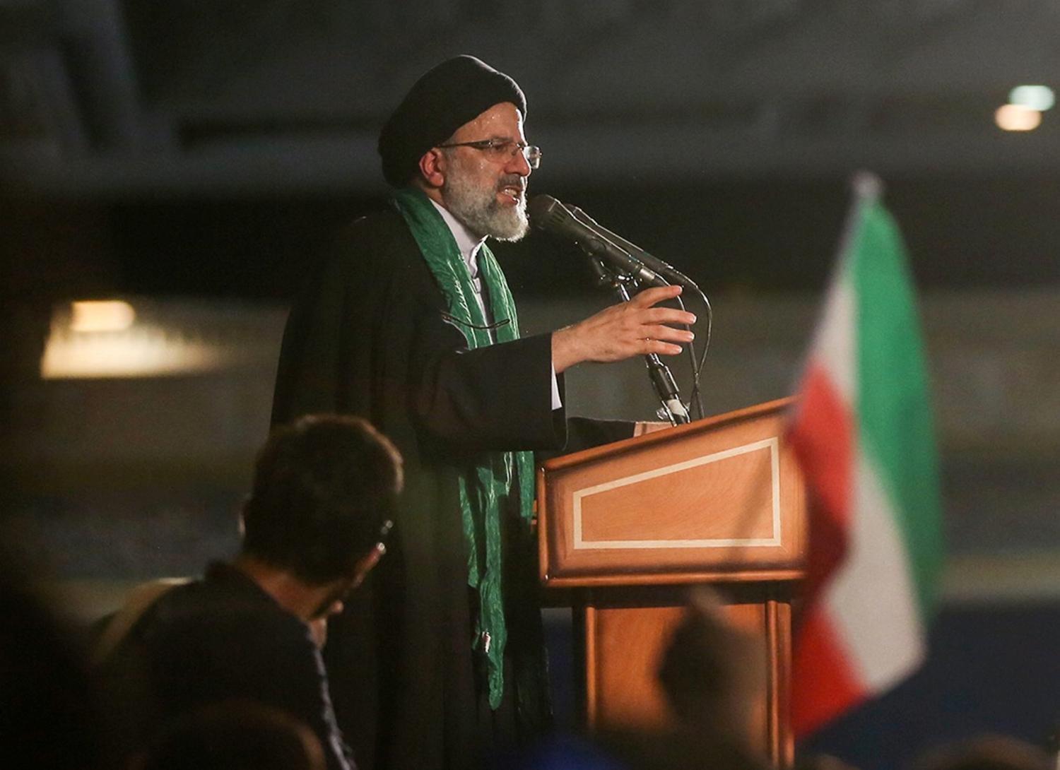 Iranian Presidential candidate Ebrahim Raisi speaks during a campaign meeting at the Mosalla mosque in Tehran, Iran, May 16, 2017. Picture taken May 16, 2017. TIMA via REUTERS ATTENTION EDITORS - THIS IMAGE WAS PROVIDED BY A THIRD PARTY. FOR EDITORIAL USE ONLY. - RTX36OGP