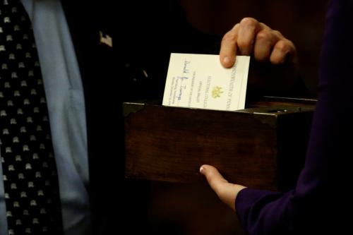 Pennsylvania electors cast their ballots for U.S. President-elect Donald Trump at the Pennsylvania State Capitol in Harrisburg, Pennsylvania