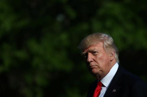 U.S. President Donald Trump walks from Marine One as he returns from a day trip to Atlanta on the South Lawn of the White House in Washington, U.S., April 28, 2017. REUTERS/Carlos Barria - RTS14EJJ