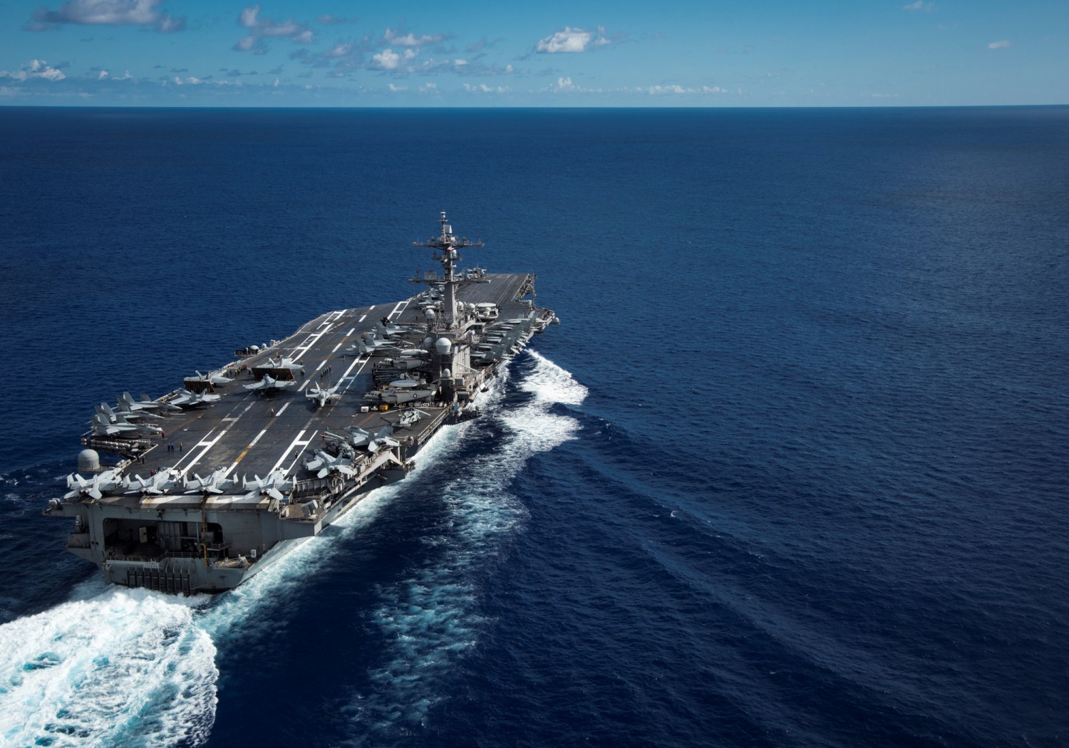 The Nimitz-class U.S. Navy aircraft carrier USS Carl Vinson transits the Philippine Sea while conducting a bilateral exercise with the Japan Maritime Self-Defense Force April 23, 2017. Picture taken April 23, 2017. U.S. Navy/Mass Communication Specialist 2nd Class Z.A. Landers/Handout via REUTERSTHIS IMAGE HAS BEEN SUPPLIED BY A THIRD PARTY. IT IS DISTRIBUTED, EXACTLY AS RECEIVED BY REUTERS, AS A SERVICE TO CLIENTSFOR EDITORIAL USE ONLY. NOT FOR SALE FOR MARKETING OR ADVERTISING CAMPAIGNS - RTS14738