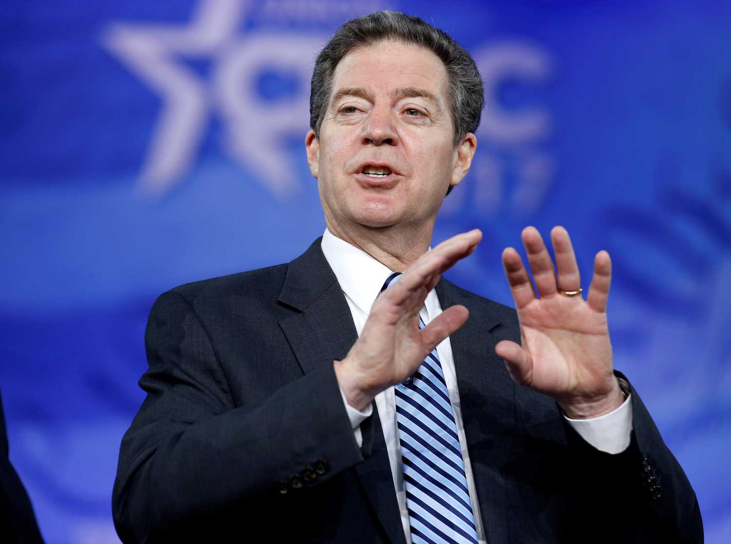 Republican Governor Sam Brownback of Kansas, speaks during the Conservative Political Action Conference (CPAC).