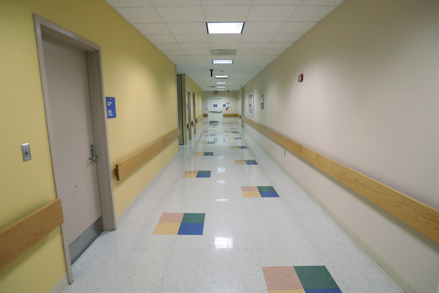 An empty hallway is pictured in a hospital in Philadelphia.