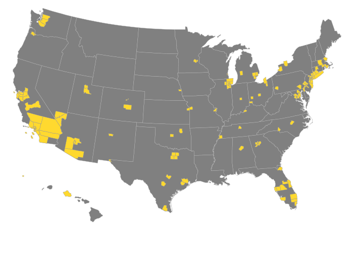 Map of all 130 jurisdictions