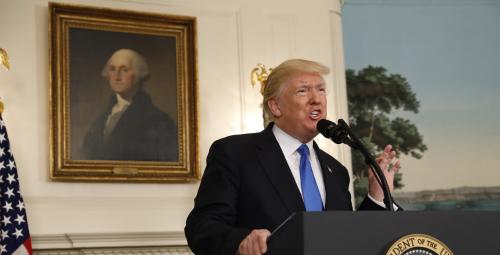 U.S. President Donald Trump delivers a statement about the shooting at a Congressional Republicans baseball practice from the White House in Washington, U.S., June 14, 2017. REUTERS/Kevin Lamarque - RTS1736N