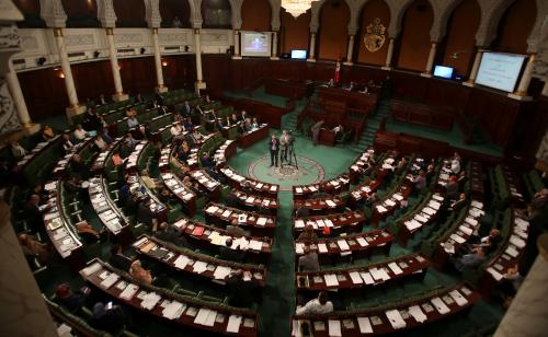A general view shows the Assembly of the Representatives of the People in Tunis, Tunisia, May 10, 2016. The Tunisian parliament on Thursday approved a new banking bill to modernize financial services, a second reform called for by the International Monetary Fund after a disputed central bank law passed last month. Picture taken May 10, 2016. REUTERS/Zoubeir Souissi - RTX2E2KH