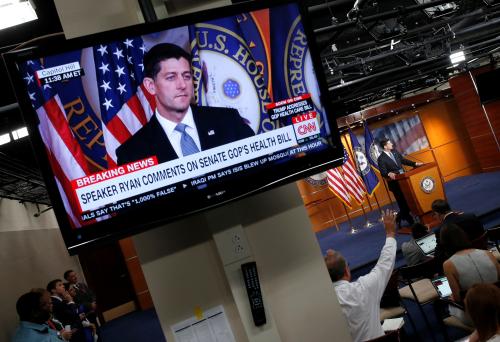 Speaker of the House Paul Ryan (R-WI) speaks after Senate Republicans unveiled their version of legislation that would replace Obamacare on Capitol Hill in Washington.