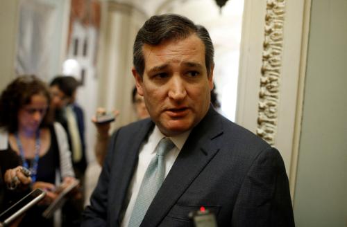 Senator Ted Cruz (R-TX) speaks to reporters at the U.S. Capitol.