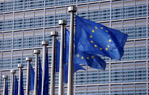 Photo: European Union flags flutter outside the EU Commission headquarters in Brussels, Belgium, April 20, 2016. REUTERS/Francois Lenoir - RTX2ASR2