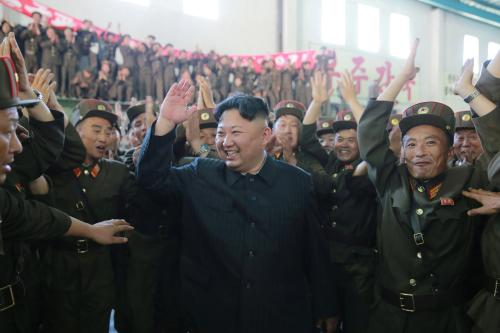 North Korean leader Kim Jong Un reacts with scientists and technicians of the DPRK Academy of Defence Science after the test-launch of the intercontinental ballistic missile Hwasong-14 in this undated photo released by North Korea's Korean Central News Agency (KCNA) in Pyongyang July 5, 2017. KCNA/via REUTERS ATTENTION EDITORS - THIS IMAGE WAS PROVIDED BY A THIRD PARTY. REUTERS IS UNABLE TO INDEPENDENTLY VERIFY THIS IMAGE. NO THIRD PARTY SALES. SOUTH KOREA OUT. - RTX3A3V0