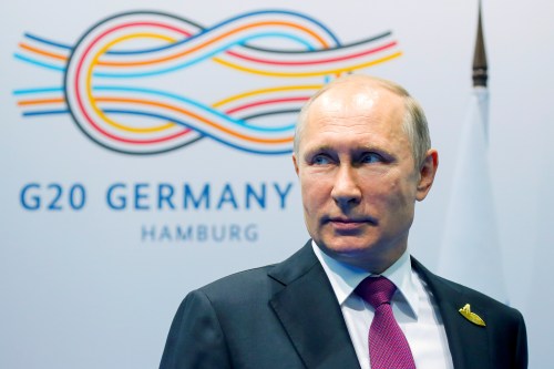 Russian President Vladimir Putin looks on before a meeting with Turkish President Tayyip Erdogan at the G-20 summit in Hamburg, Germany July 8, 2017. REUTERS/Alexander Zemlianichenko/Pool - RTX3ALS0