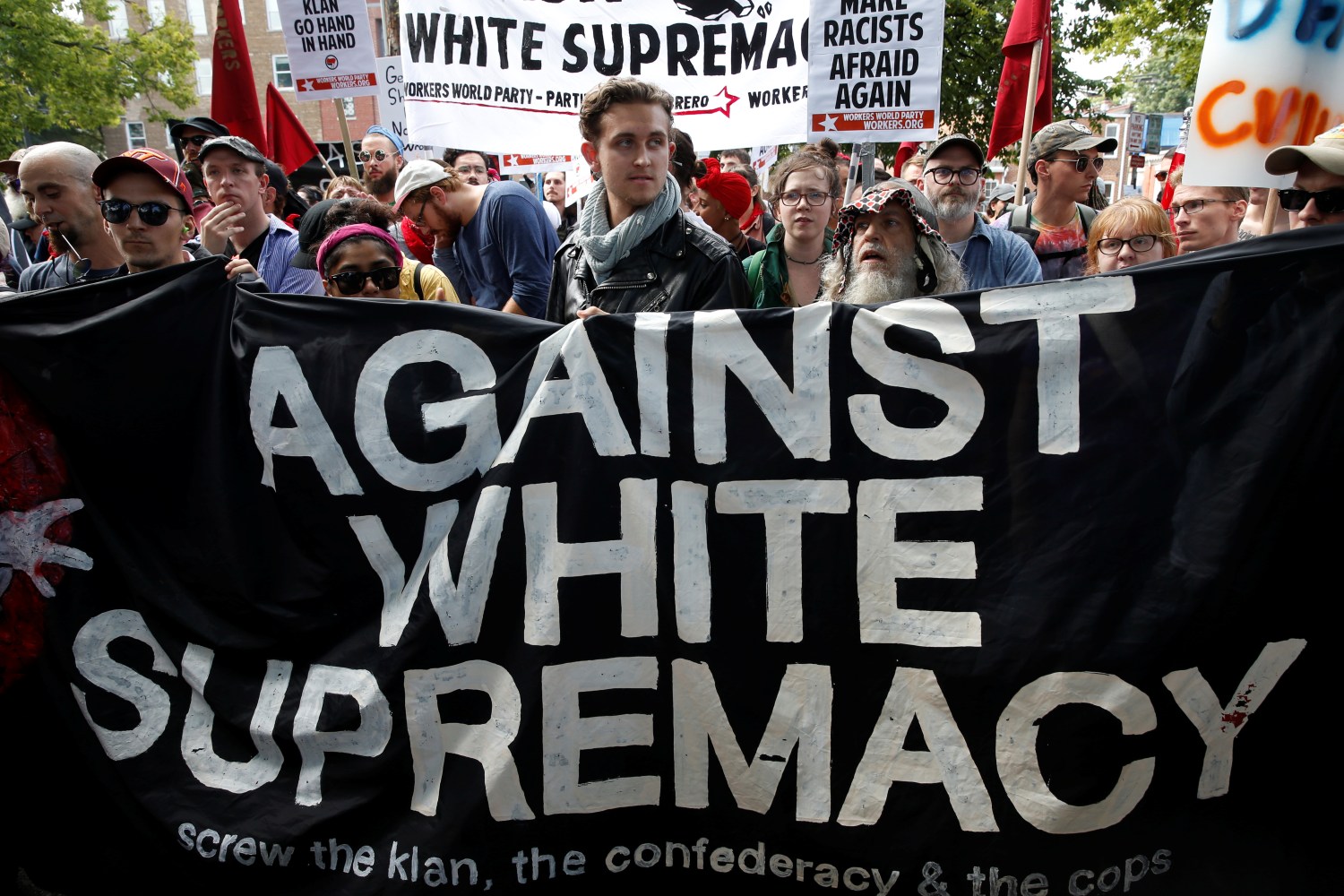 Protesters against white supremacy in Charlottesville, VA