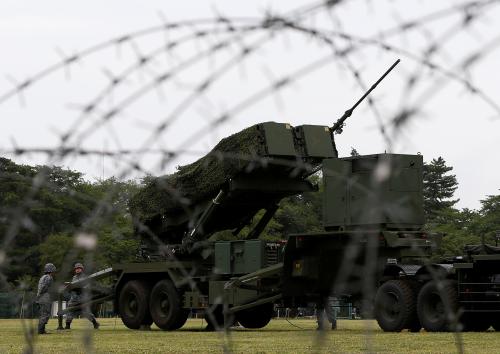 Japan Self-Defense Forces (JSDF) soldiers hold a drill to mobilise their Patriot Advanced Capability-3 (PAC-3) missile unit in response to recent missiles launch by North Korea, at JSDF Asaka base in Asaka, north of Tokyo, Japan, June 21, 2017. REUTERS/Issei Kato
