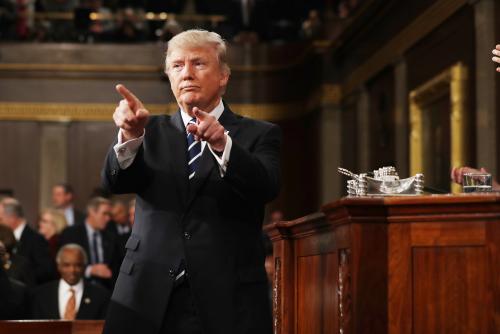 U.S. President Donald Trump reacts after delivering his first address to a joint session of Congress from the floor of the House of Representatives iin Washington, U.S., February 28, 2017. REUTERS/Jim Lo Scalzo/Pool - RTS10VWF