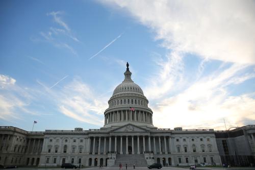 The U.S. Capitol Building is seen at sunset in Washington