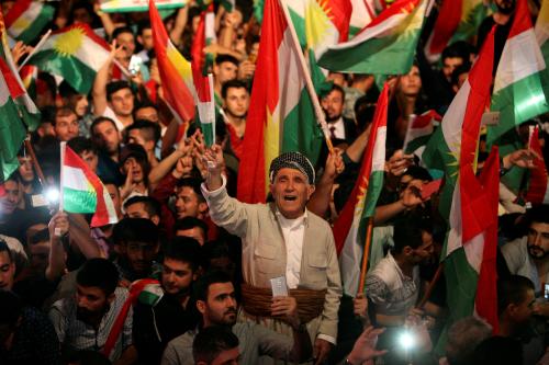 Kurdish people celebrate to show their support for the upcoming September 25th independence referendum in Erbil, Iraq September 8, 2017. REUTERS/Azad Lashkari - RC1655D8A340