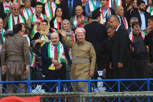 Iraqi Kurdish President Masoud Barzani attends a rally to show their support for the upcoming September 25th independence referendum in Duhuk, Iraq September 16, 2017. REUTERS/Ari Jalal - RC1557987530