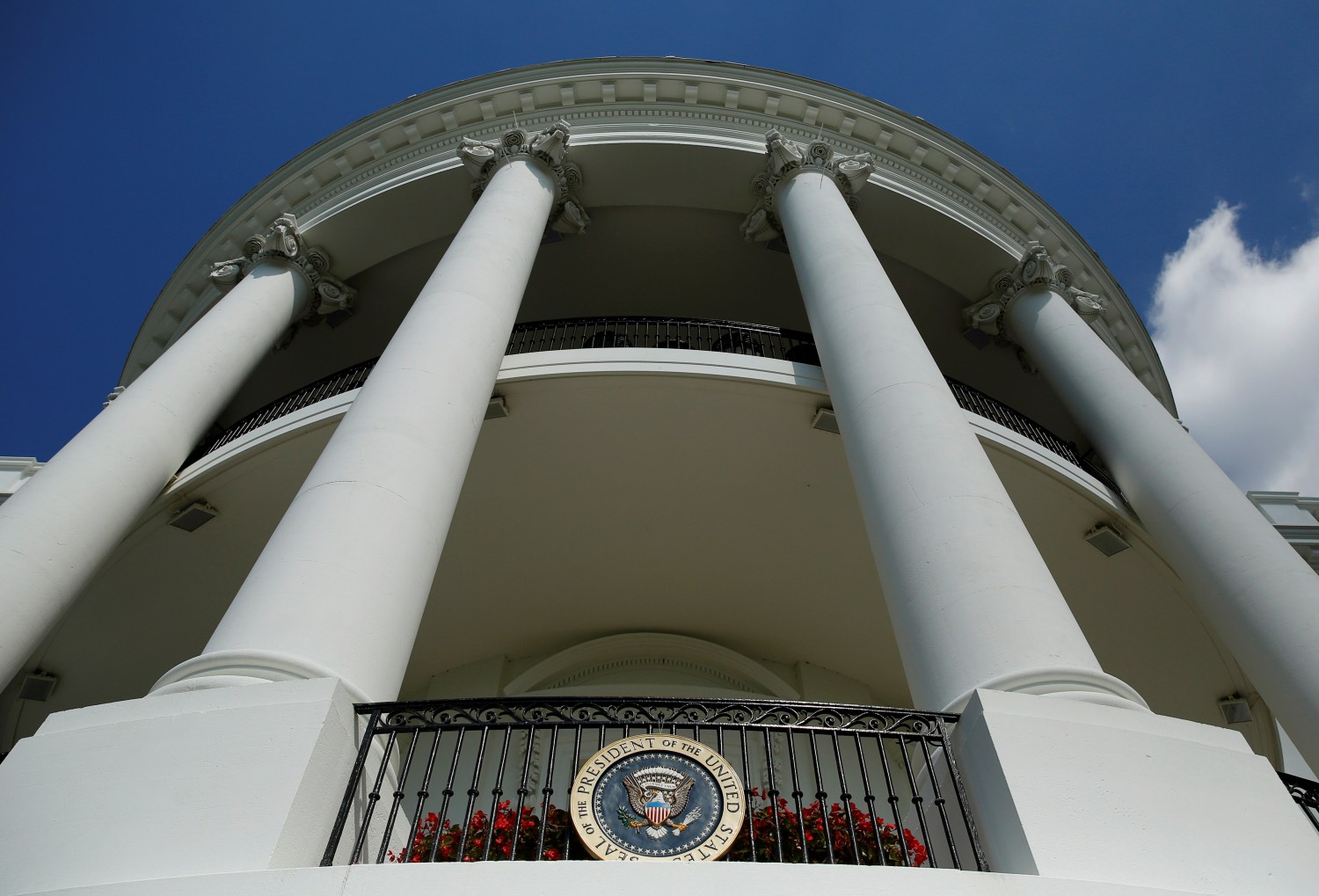 The Truman Balcony and Presidential seal